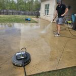 rinsing off the back patio